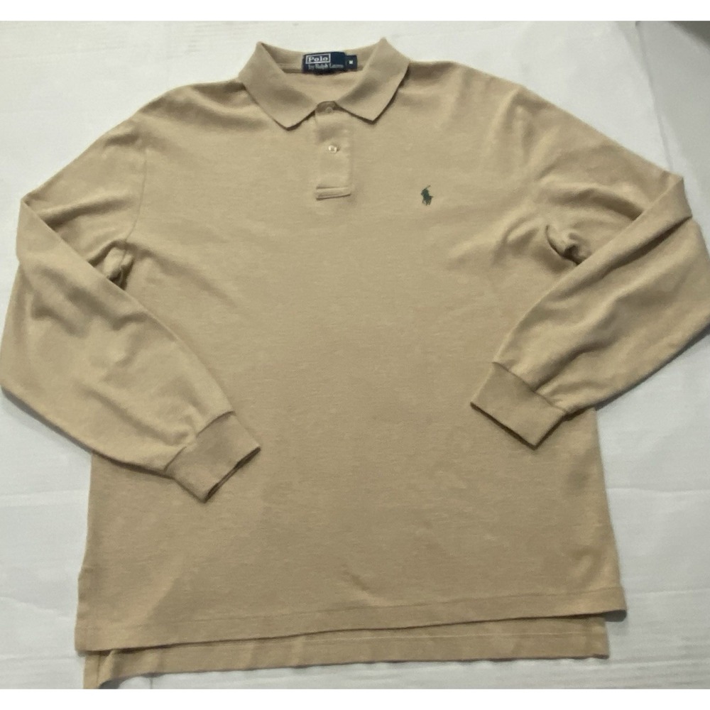Polo Ralph Lauren Long Sleeve Polo Shirt Green Pony Logo Cotton. Medium